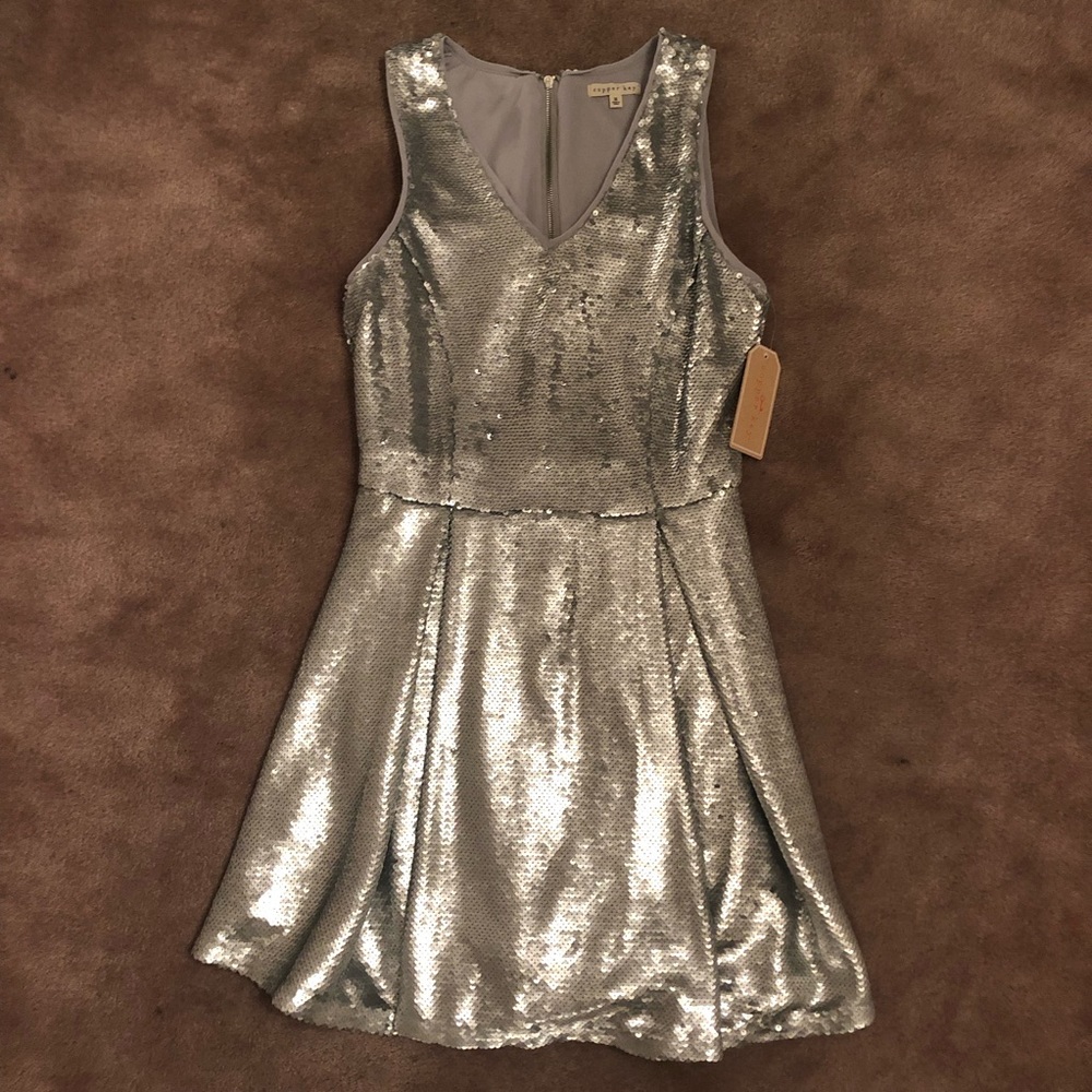 Girls’ Copper Key Silver Sequin Dress